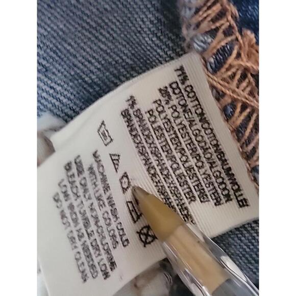 Free People Button Front Size 27 Distressed Overall Denim Color:True Wash #CB9 - Picture 11 of 13